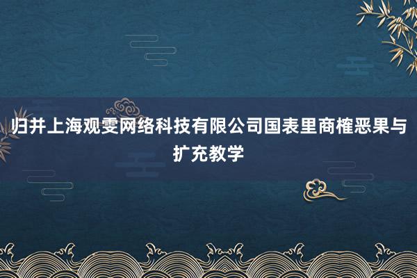 归并上海观雯网络科技有限公司国表里商榷恶果与扩充教学